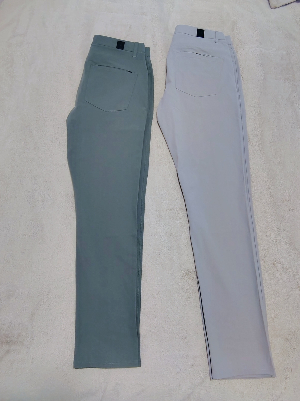 Vuori Two-Tone Slim Chinos in Sage and Light Gray